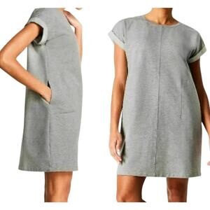 J.Jill Fit Women's Gray Short Sleeve Crew Neck Knit Sweatshirt Dress Size Large